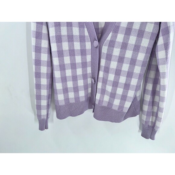 Women's Marled Reunited Clothing Gingham V-Neck Cardigan Sweater Size XS - Picture 3 of 7